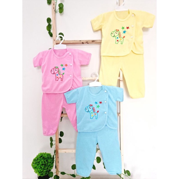 OBRAL! ECER SETELAN PIYAMA PANJANG/PENDEK/CP BAYI ALL SIZE 0-3BULAN BORDIR 100%KATUN