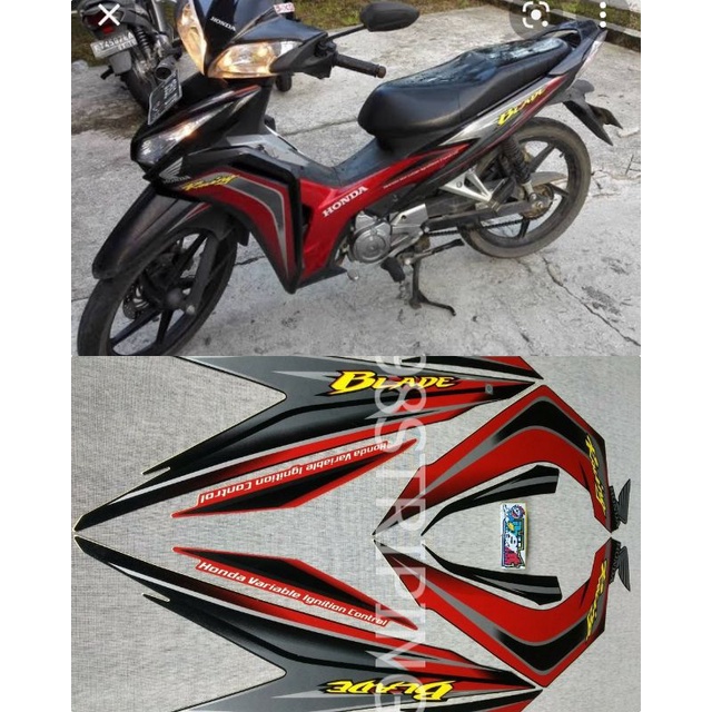 STIKER STRIPING LIS STANDAR ORI HONDA BLADE MERAH HITAM SILVER TAHUN 2011 2012 CW RACING