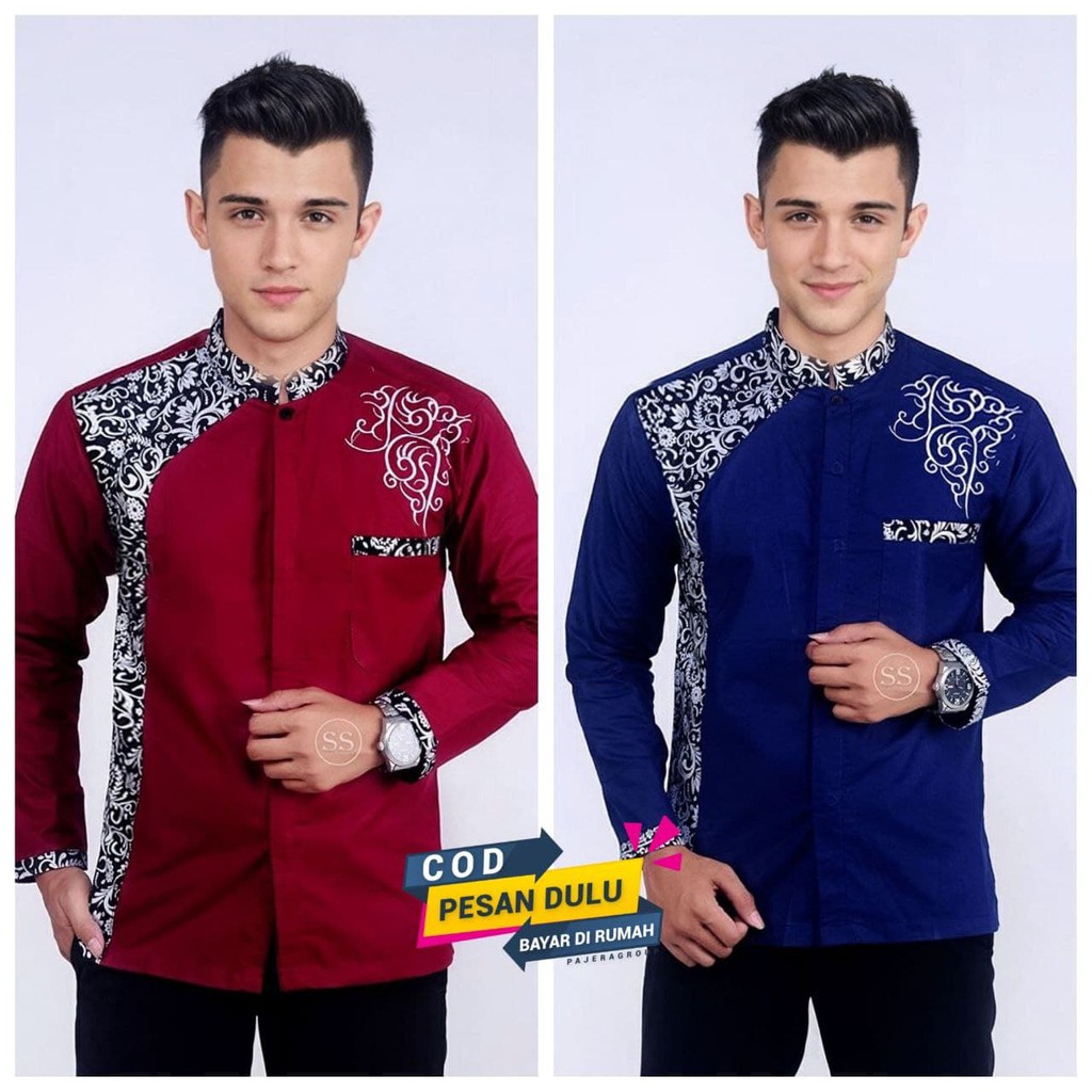 [BISA COD] FASHION MULISM ATASAN MULISM PRIA BAJU KOKO BORDIR PRADA TERLARIS KURTA BATIK PITTO