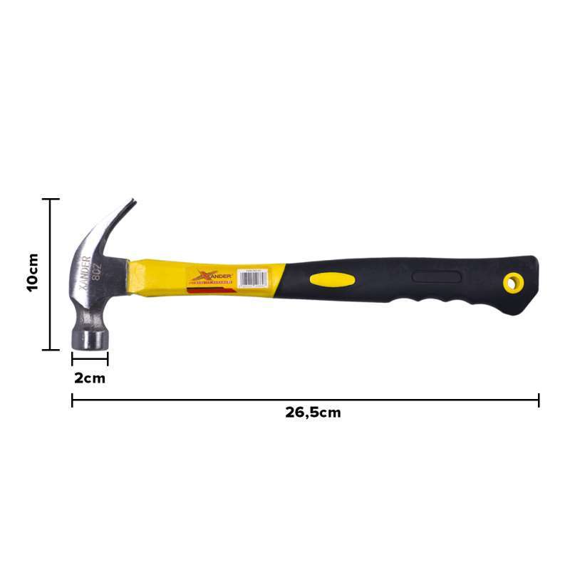 Xander Palu Kambing 8Oz  Gagang Plastik Claw Hammer 8 Oz Palu Tukang Palu Pembuka Paku