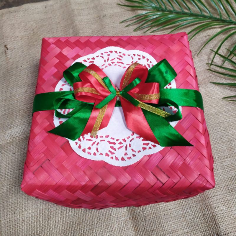 

NATAL SERIES / BESEK PITA WARNA 25x25 CM hampers besek besek souvenir bingkisan natal pipiti murah