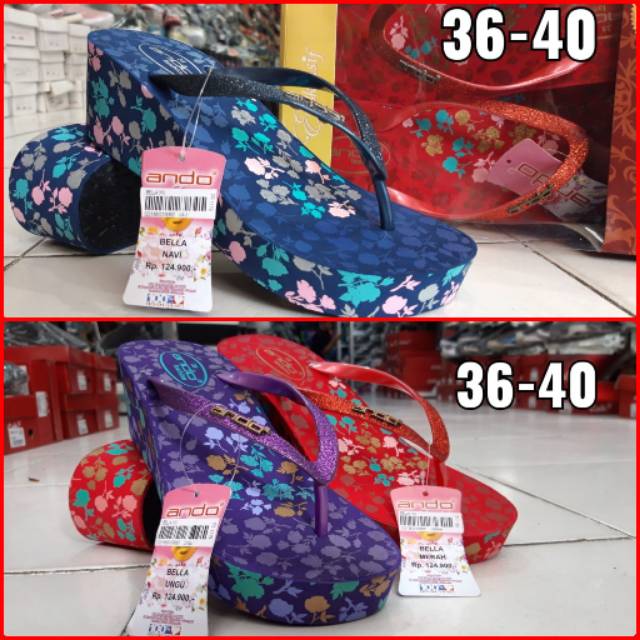 Wedges Ando Bella / Sandal Wanita Jepit Spon