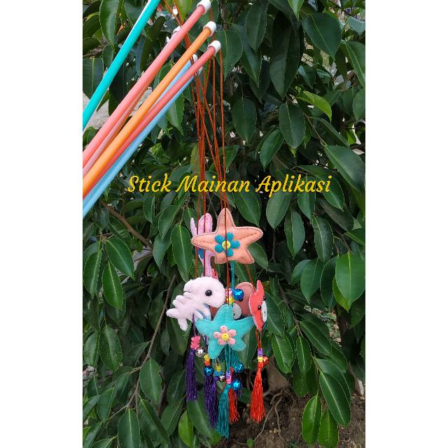 Stick mainan kucing 12pcs isi campur model tongkat teaser cat toys