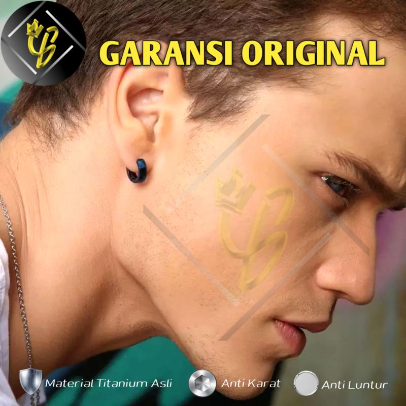 Anting Tindik Magnet pria Wanita Cowok Cewek  titanium Asli silver Black Anti Karat