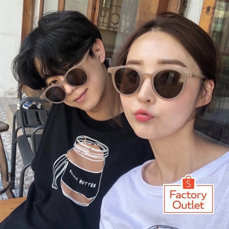 BAJ  Kaca Mata Korean Fashion Retro Bulat  Hitam Wanita Pria Sunglasses grosir import