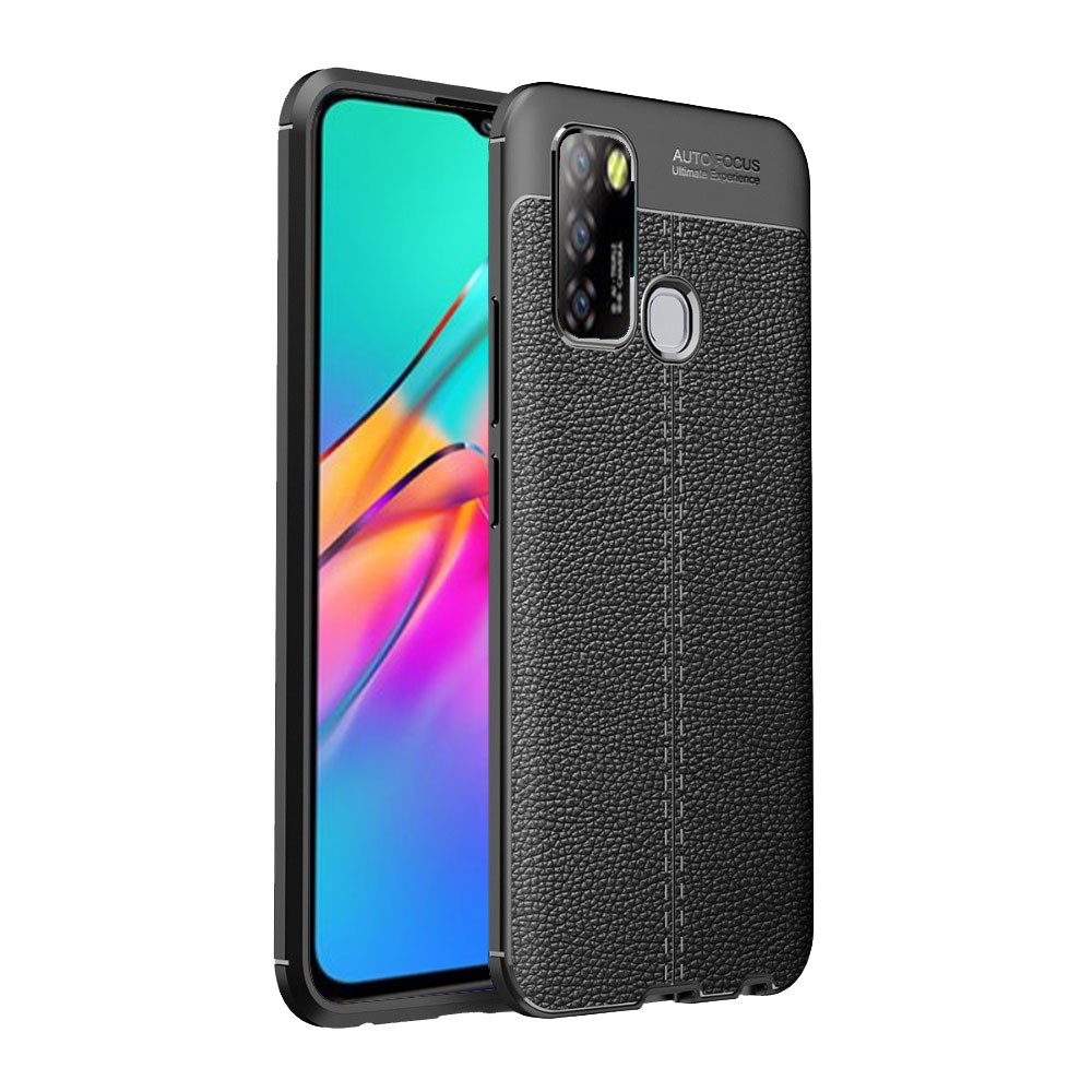 Case INFINIX SMART 5 Premium Softcase Leather + Tempered Glass layar+ Tempered Glass camera