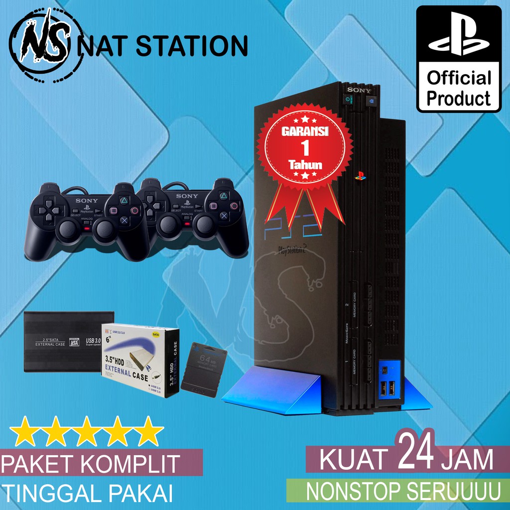 Sony Playstation 2 - PS2 Fat 120GB free 100 Games terbaru + memory card