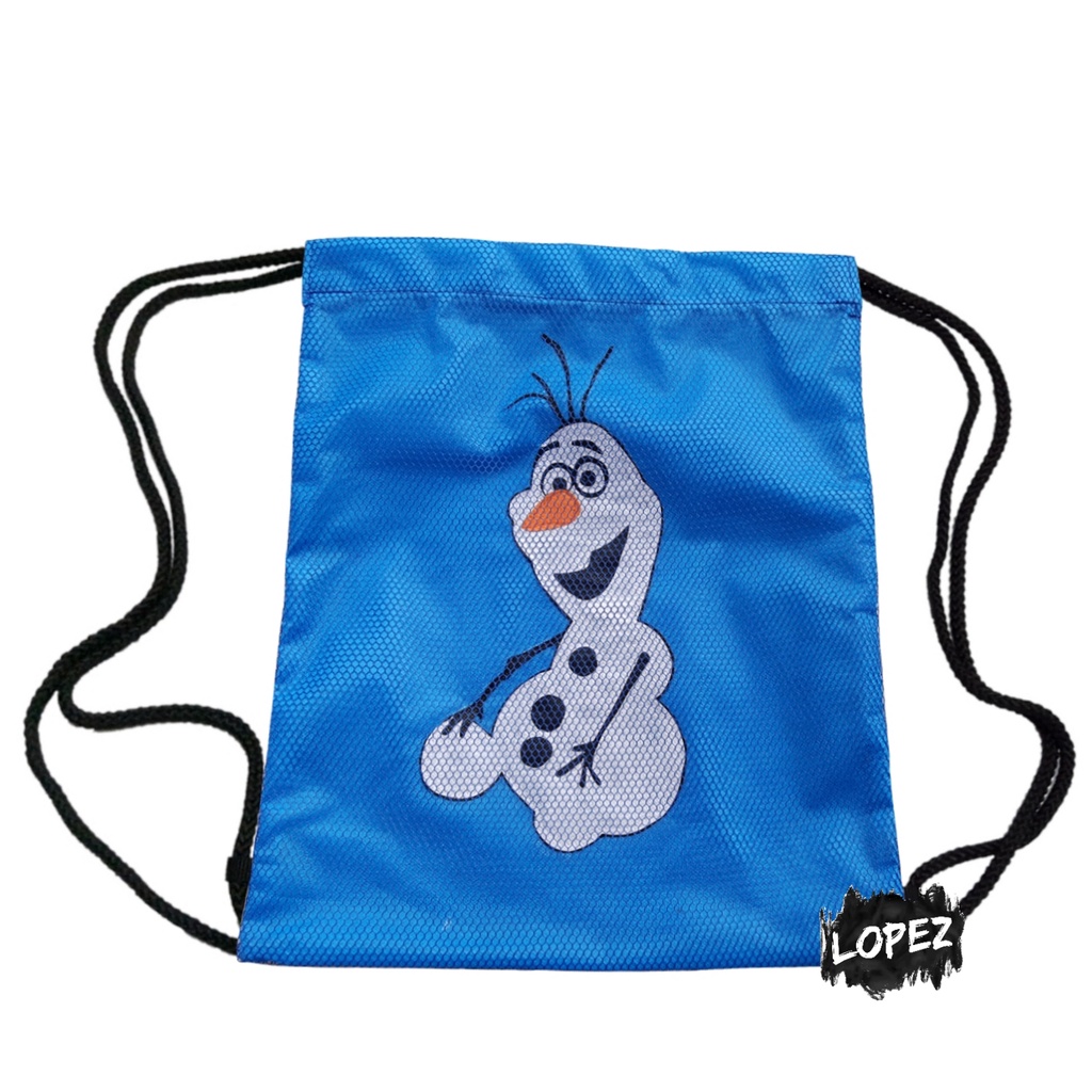 Tas Jaring Olaf Frozen / Tas Serut Boneka Salju / Backpack Elsa Anna Snow Lopez
