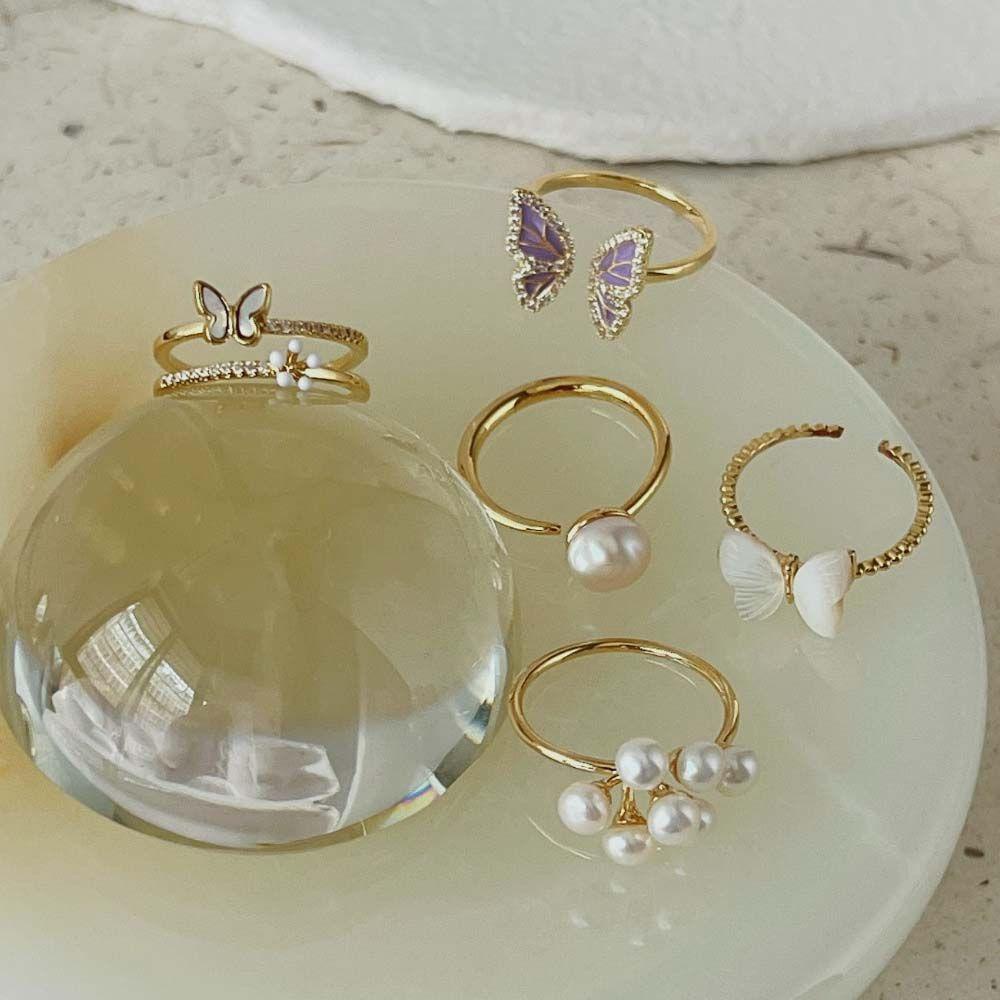 Mxbeauty Cincin Model Terbuka Desain Kupu-Kupu Geometris Gaya Vintage