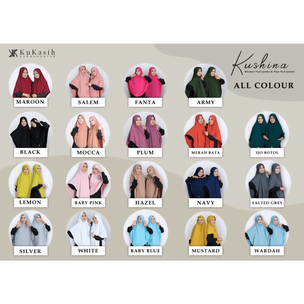 Kushina Khimar intans/ Khimar resleting/ Khimar ziper/ khimar kukasih/ bergo instant/ bergo resletin