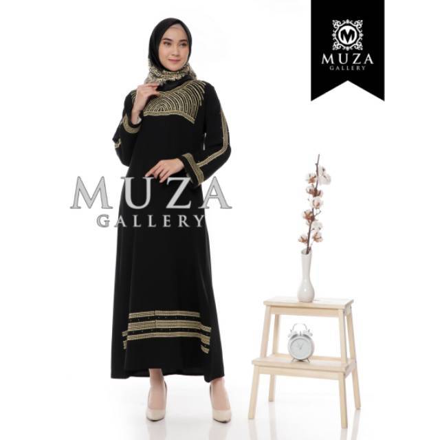 MUZA ABAYA HITAM BORDIR TURKEY MUTIARA