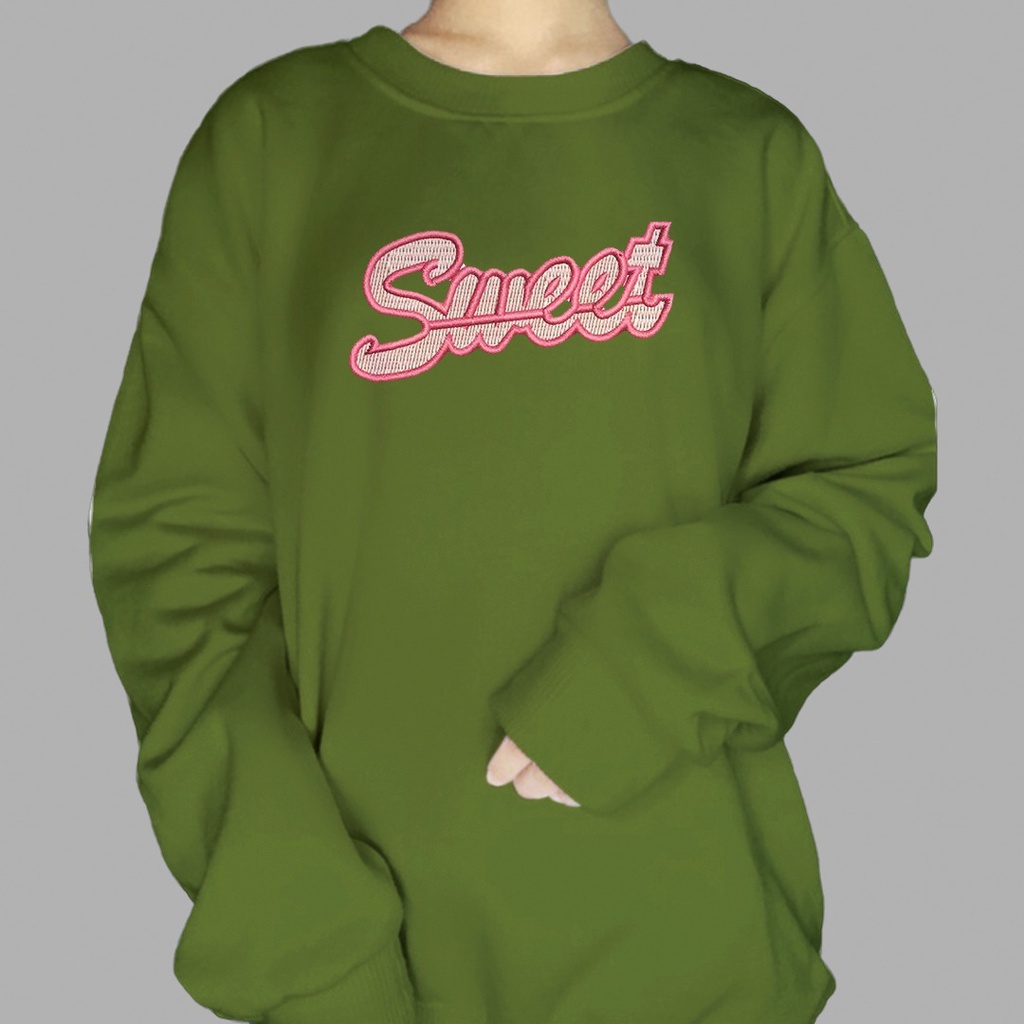 BORDIR SWEATER WANITA SWEET PINK BORDIR - ATASAN HALUS TEBAL - BAJU KEKINIAN PREMIUM