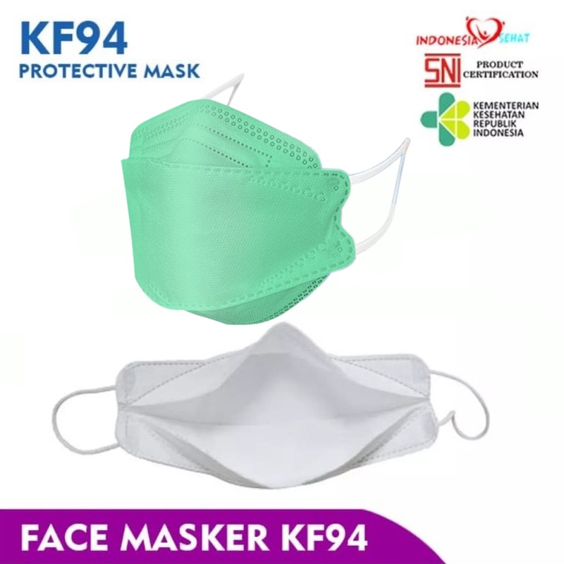 Masker KF94 isi 5pcs &amp;25pcs 3ply Protective Mask Kesehatan Earloop Mask KF 94 Free Konektor Headloop