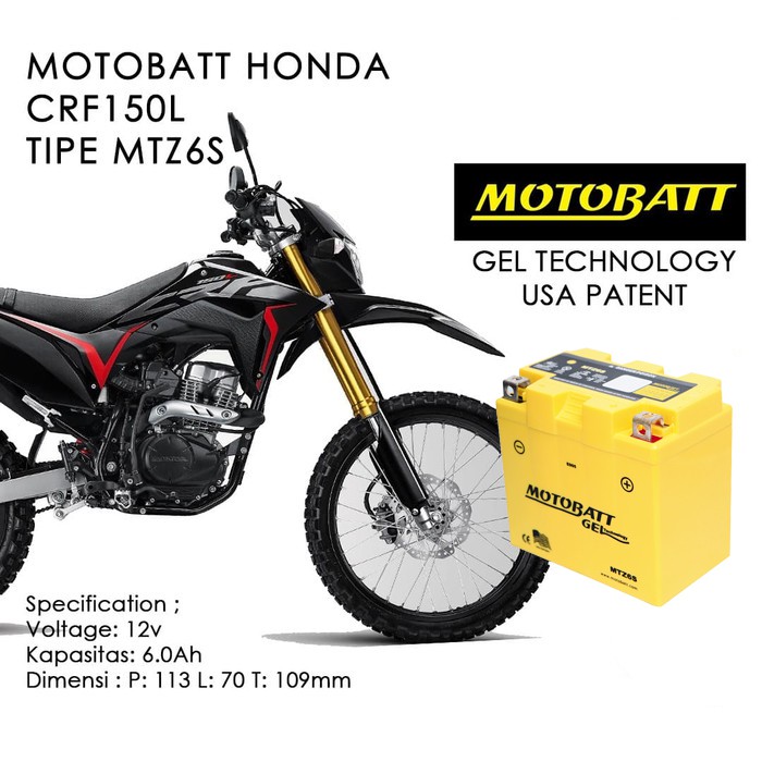 Aki Motor Honda CRF150 L Kawasaki KLX Motobatt MTZ6S Original