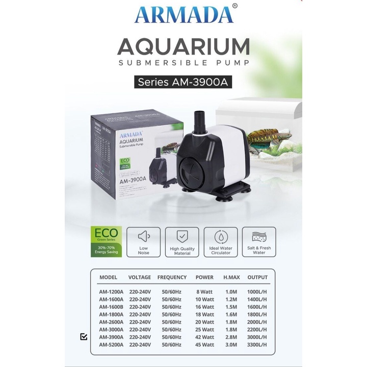 POMPA AQUARIUM ARMADA AM-3900 A / POWER HEAD 3900 LOW WATT TERMURAH