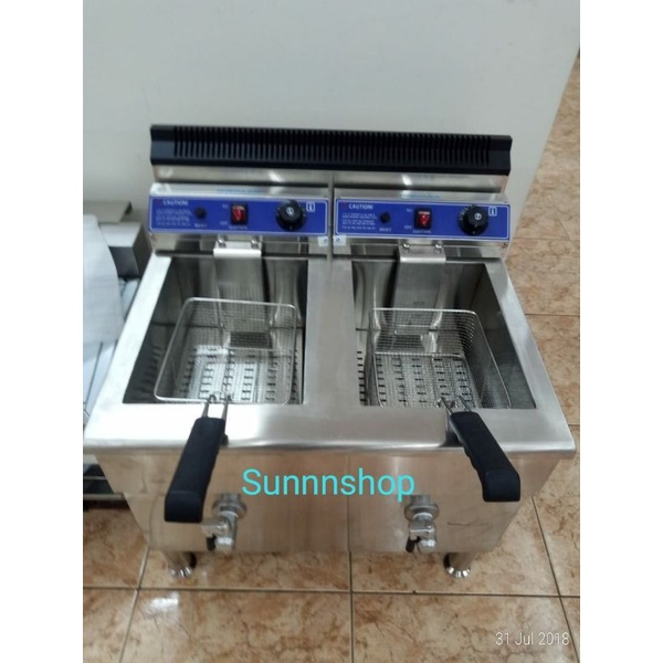 mesin penggorengan ayam,ikan,nugget,kentang otomatis/gas deep fryer auto 17 liter x 2 tangki
