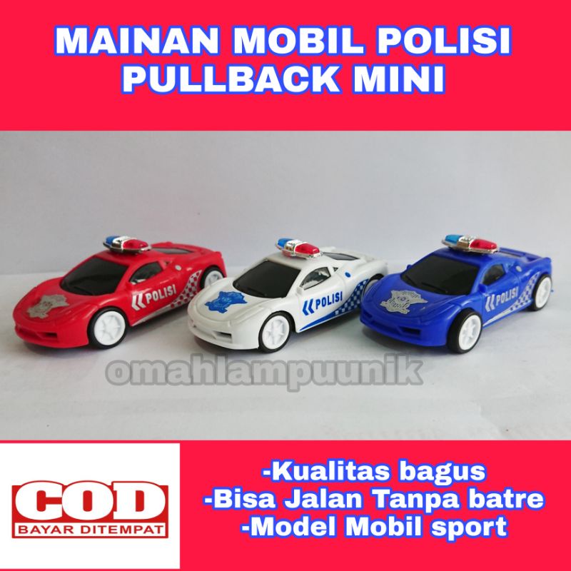 AJ MAINAN ANAK MOBIL POLISI PULLBACK MINI/MOBIL MOBILAN PATROLI POLISI MINI Pullback ISI 3PCS