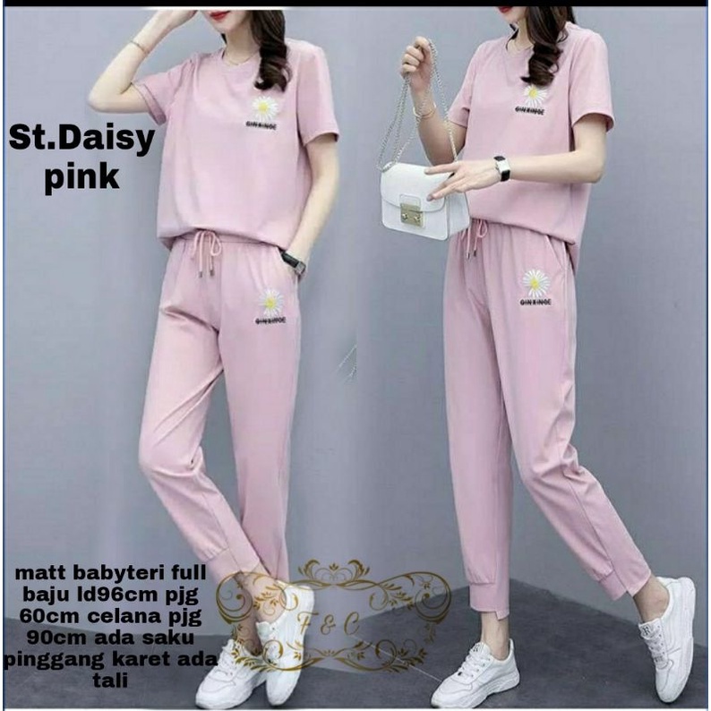 Setelan Set.Daisy SIMPLE SET WANITA / SET KAOS CELANA WANITA /set harian wanita / baju jalan jalan cewe / baju olah raga wanita Korea terbaru