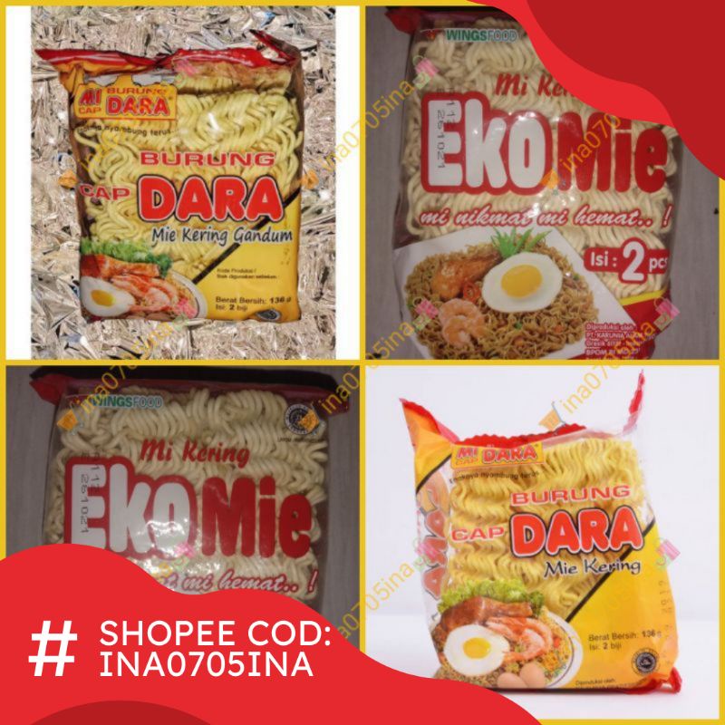 Eko Mie / Mi Burung Dara / 1 bungkus isi 2 mi