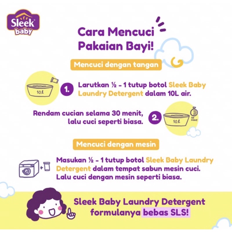 Sleek baby laundry detergent botol 500 ml ( pembersih pakaian bayi )