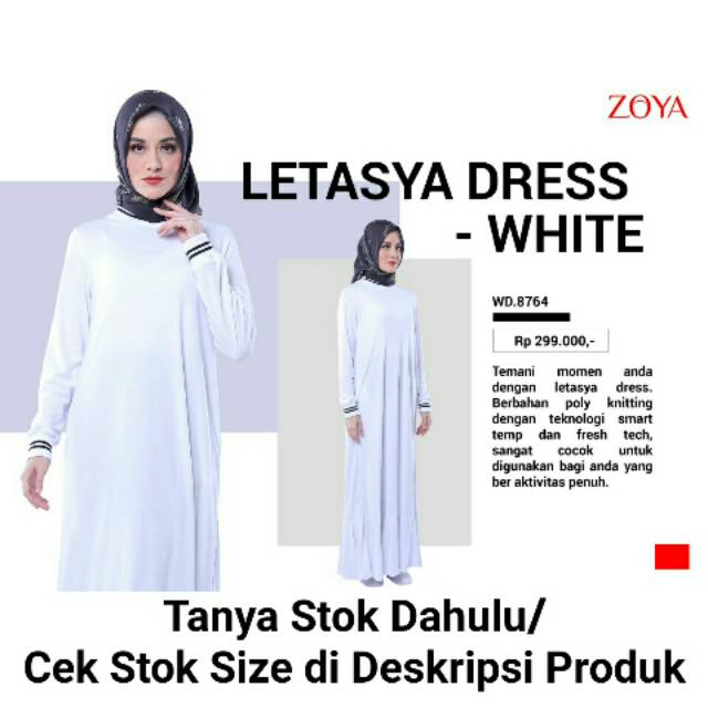 Dress Gamis Muslimah LETASYA DRESS WHITE ZOYA Original