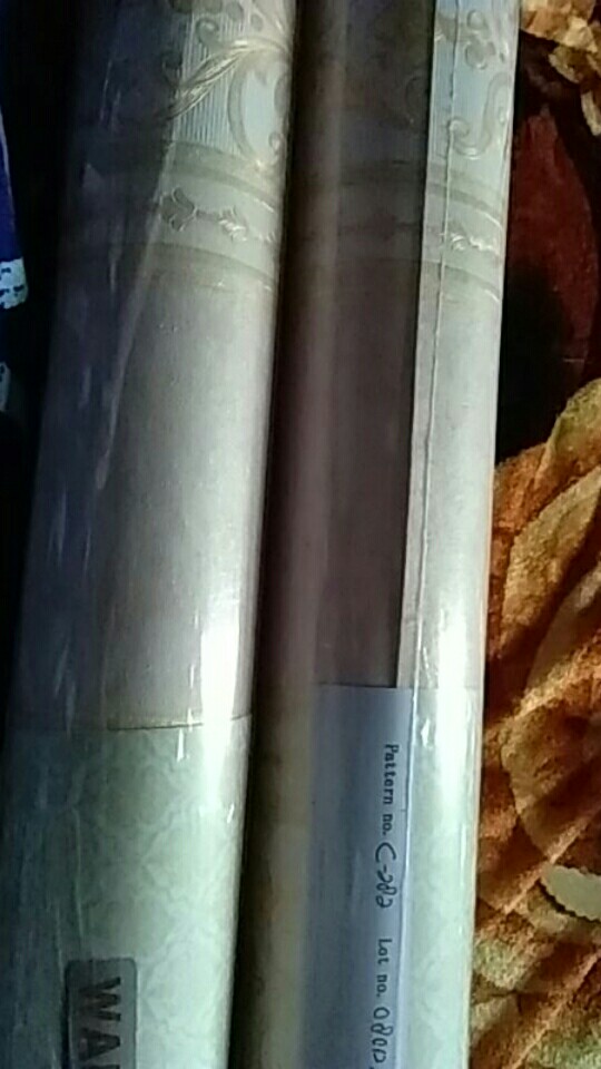 Sale!!! Wallpaper Krem Biru Garis Klasik Embossed, Bukan Sticker