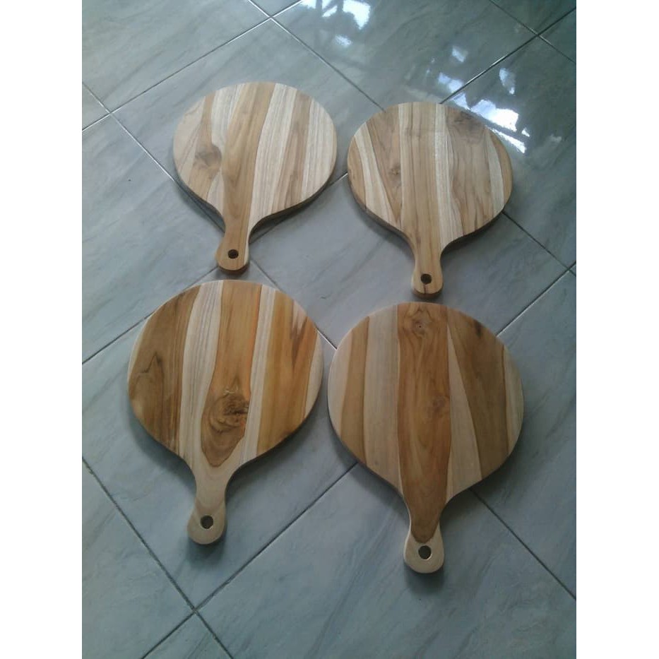 Talenan Kayu Jati Diameter 25 cm / Wooden Cutting Board / Talenan Pizza