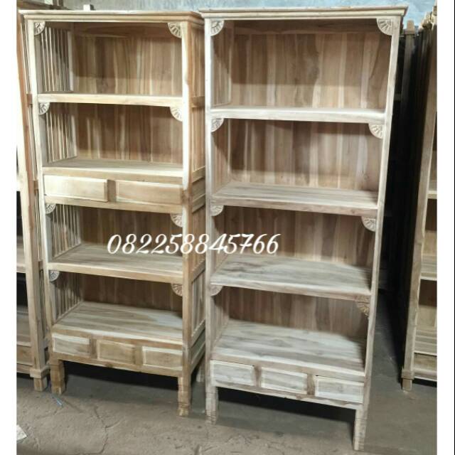Rak Hias Ruang Tamu Rak Guci Boneka Bahan Kayu Jati Buatan Jepara