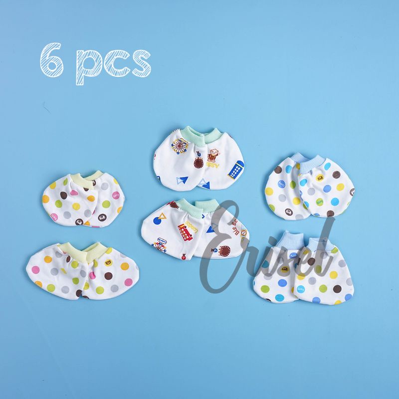 6PCS SARUNG TANGAN+KAKI BAYI BARU LAHIR