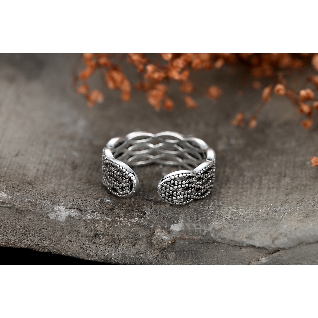 925 Perak Cincin Untuk Wanita/pasangan Cincin Dapat Disesuaikan Kepribadian Sederhana Perhiasan Retro JZ00058