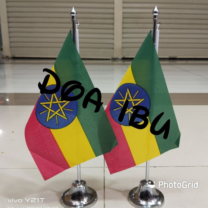 

best seller tiang stenlis meja+bendera ETHIOPIA ready stock