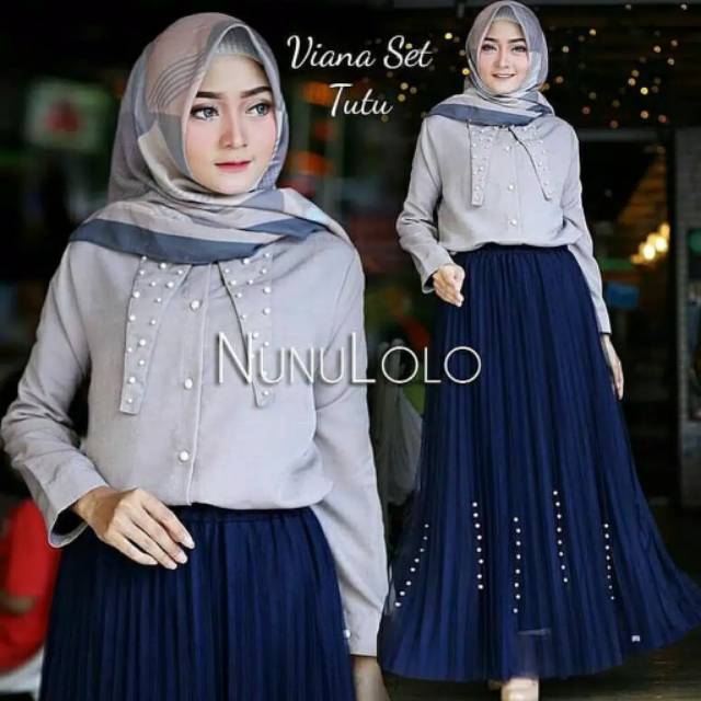 Viana set setelan rok tutu pakaian wanita fashion muslim