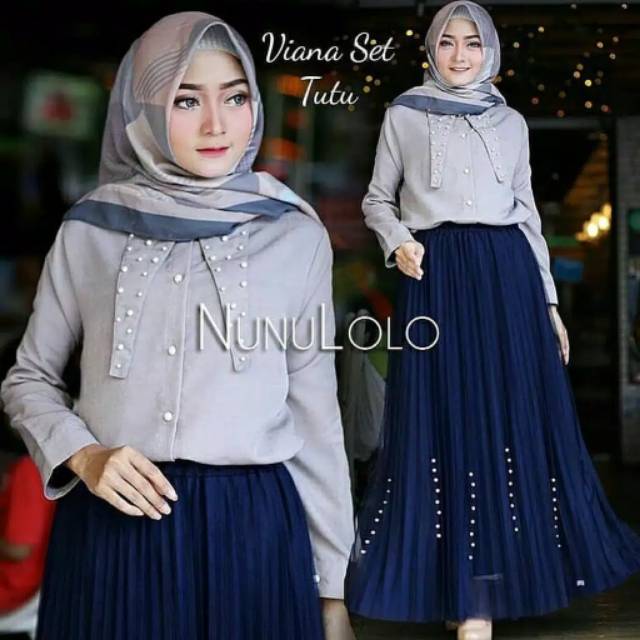 Viana set setelan rok tutu pakaian wanita fashion muslim