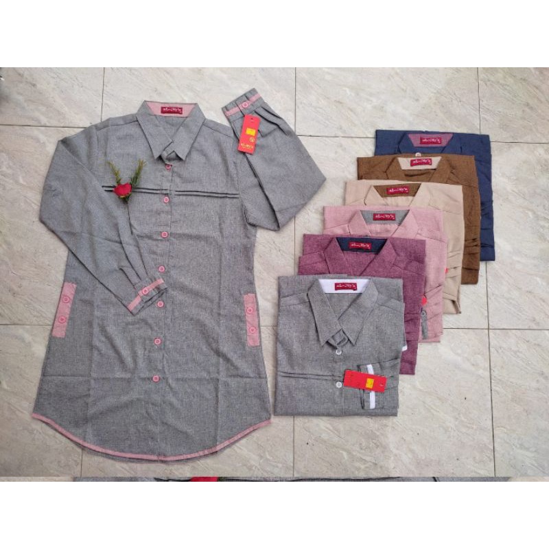 ATASAN TUNIK AL'MYA OXFORD//TUNIK HARA//ATASAN SANTRI//BLUES HARA