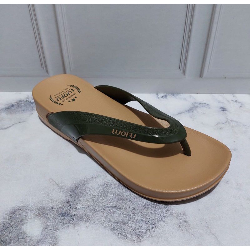 Sandal  karet jepit luofu impor terbaru bisa cod wedges Sandal jelly karet