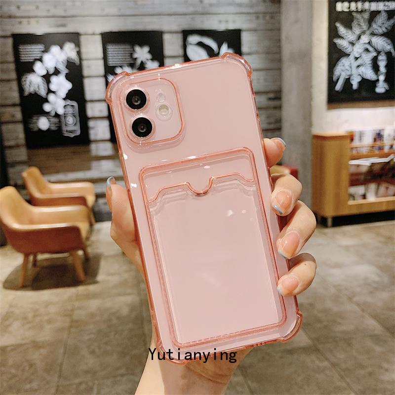 Soft Case Transparan Dengan Tas Kartu Untuk Iphone 7 8 6 6s Plus 12 11 Pro Max Xr Xs Max X