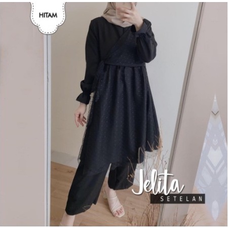 Baju Set Jelita Setelan Wanita Muslim Fashion Perempuan Dewasa Remaja Cewek Ibu Kerja Modern Terbaru