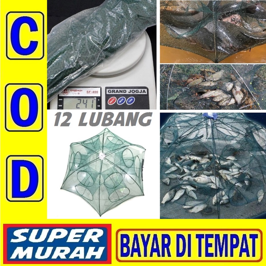 96S Perangkap Ikan 12 Lubang Jaring Udang Belut Kepiting 12lubang Lobang Hexagonal