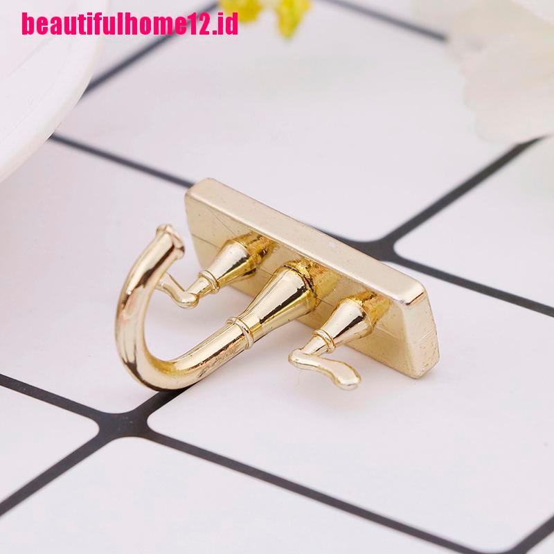 【beautifulhome12.id】1/12 Dollhouse miniature accessories mini alloy double faucet for decoration