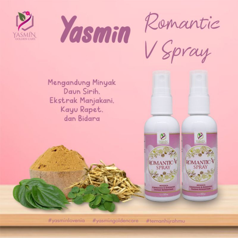 Romantic V Spray Yasmin 50ml - Spray Miss V Keset Rapet Halal Herbal - V Spray Kebersihan &amp; Kesehatan Daerah Kewanitaan