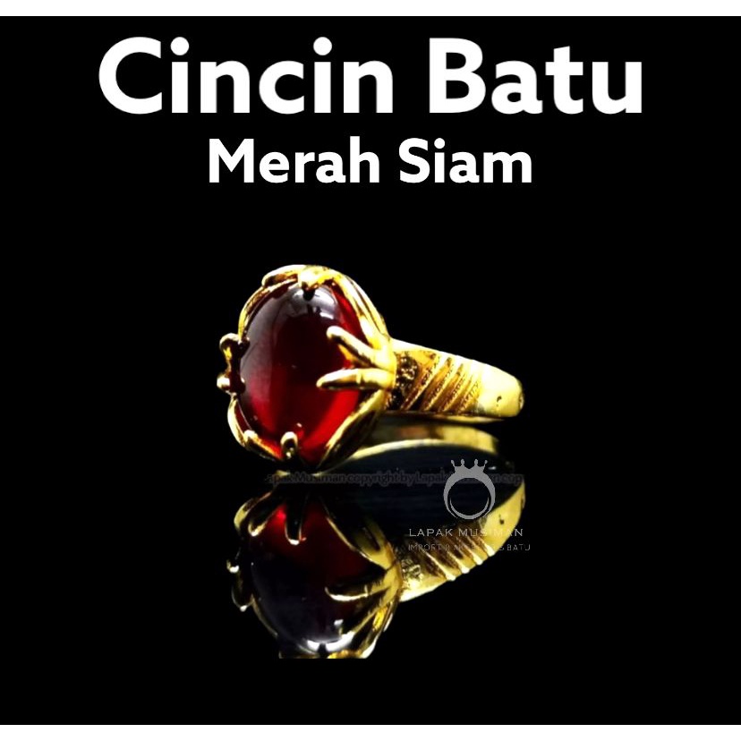 [Bayar di Tempat] Cincin Pria Wanita Batu Merah Siam Ring Emas Mewah Berkualitas