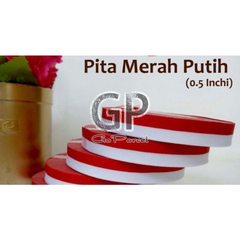 ( Rol 25 Yard ) PITA MERAH PUTIH ( 1/2 IN / 1 IN / 2 INCH - 2.5 CM / 5 CM ) PITA KAIN 17 AGUSTUS 12MM 20MM 25MM 40MM 50MM - PITA AGUSTUSAN HIASAN DEKORASI HARI INDONESIA MERDEKA