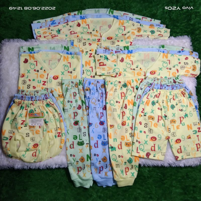 1 set pakaian bayi newborn/pakaian bayi motif fulprint/pakaian bayi motif alfabeth