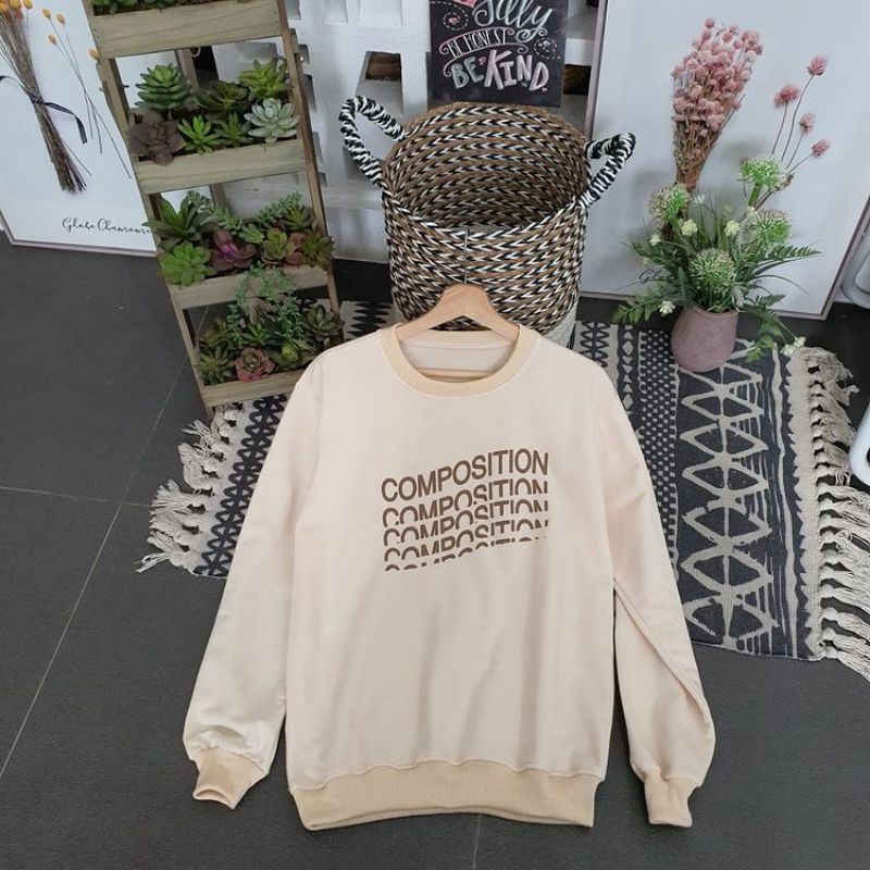 Basic sweater COMPOSITION CREWNECK/gudang fashion/unisex bahan fleece