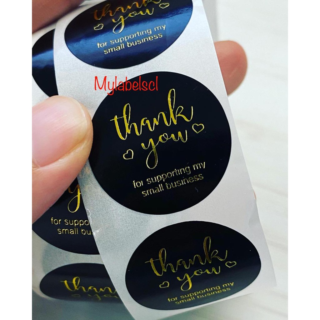 

Stiker Label Sticker Thank You Supporting Small Business segel seal BLACK GOLD Hitam Emas