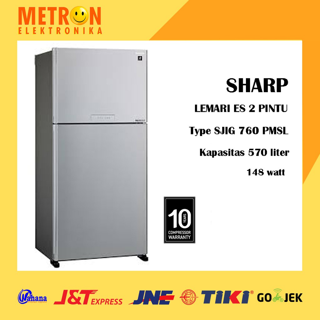SHARP SJ-IG 760 PM SL SILVER / LEMARI ES KULKAS 2 PINTU INVERTER / SJIG760PMSL