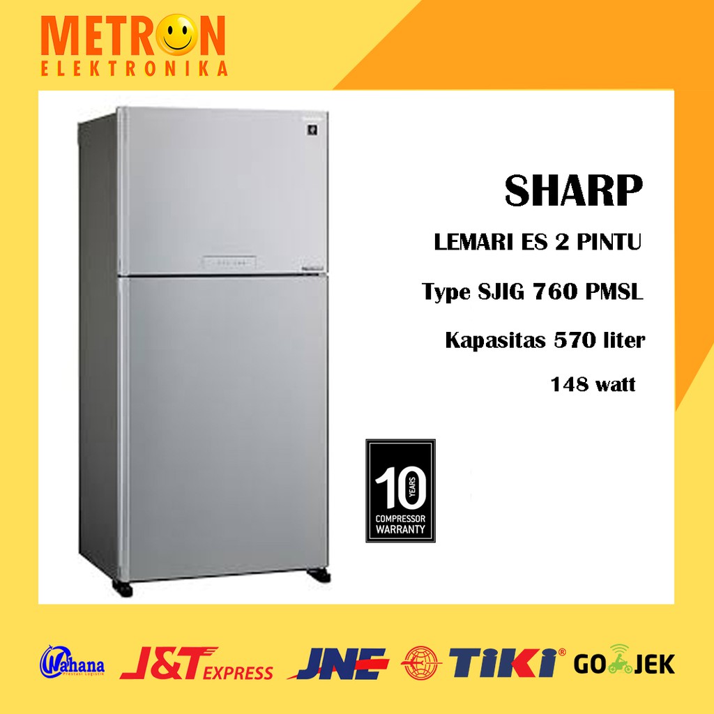 SHARP SJ-IG 760 PM SL SILVER / LEMARI ES KULKAS 2 PINTU INVERTER / SJIG760PMSL