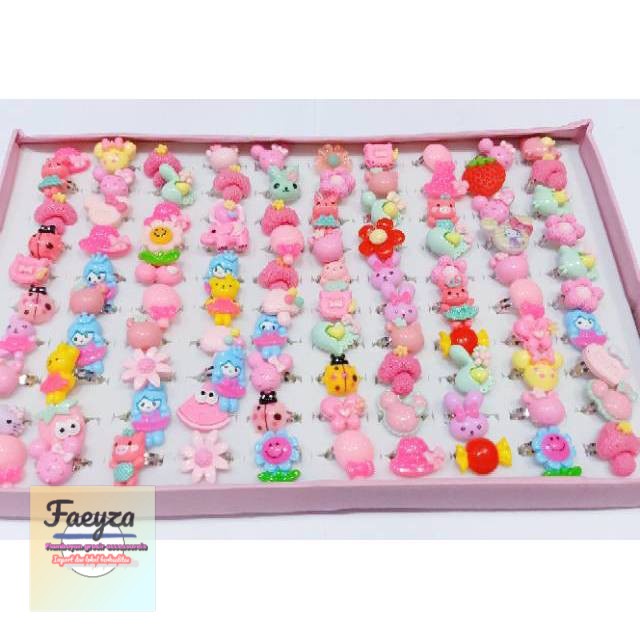 grosir  Cincin karakter isi 100 pcs cincin anak bening