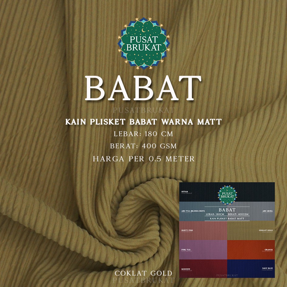 KAIN PLISKET BABAT - KAIN RIB BABAT, WARNA MATT, LEBAR 180CM [harga per 0.5m]