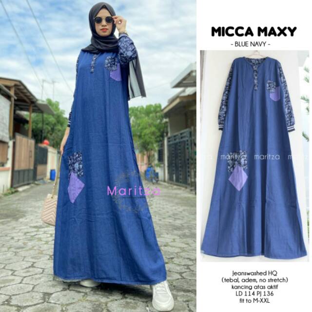 Micca maxy ori by maritza / gamis jeans jumbo / gamis jeans wash